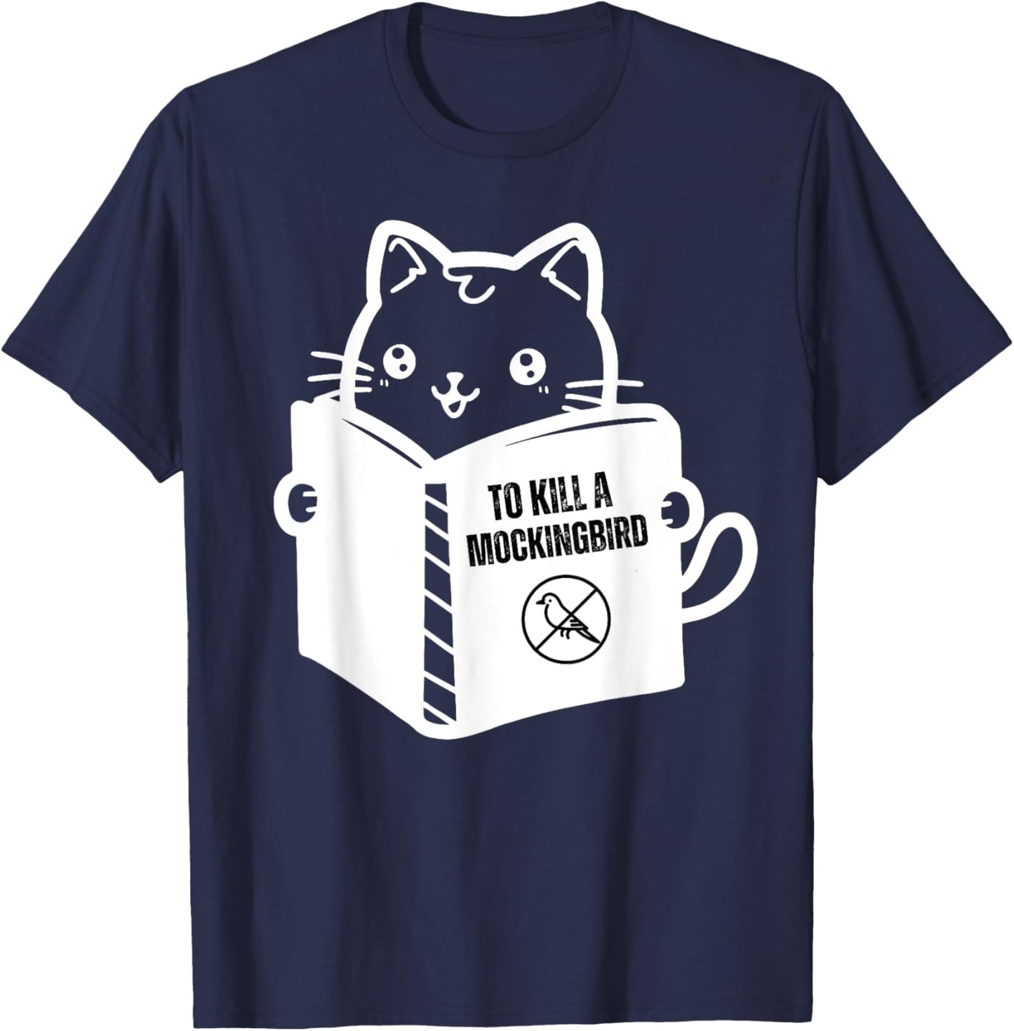 Funny cat reading to kill a mockingbird T-Shirt - T-Shirt | Navy