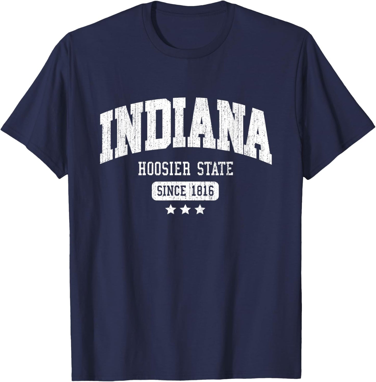 Vintage Indiana Hoosier State Athletic White Rough Text T-Shirt - T-Shirt | Navy