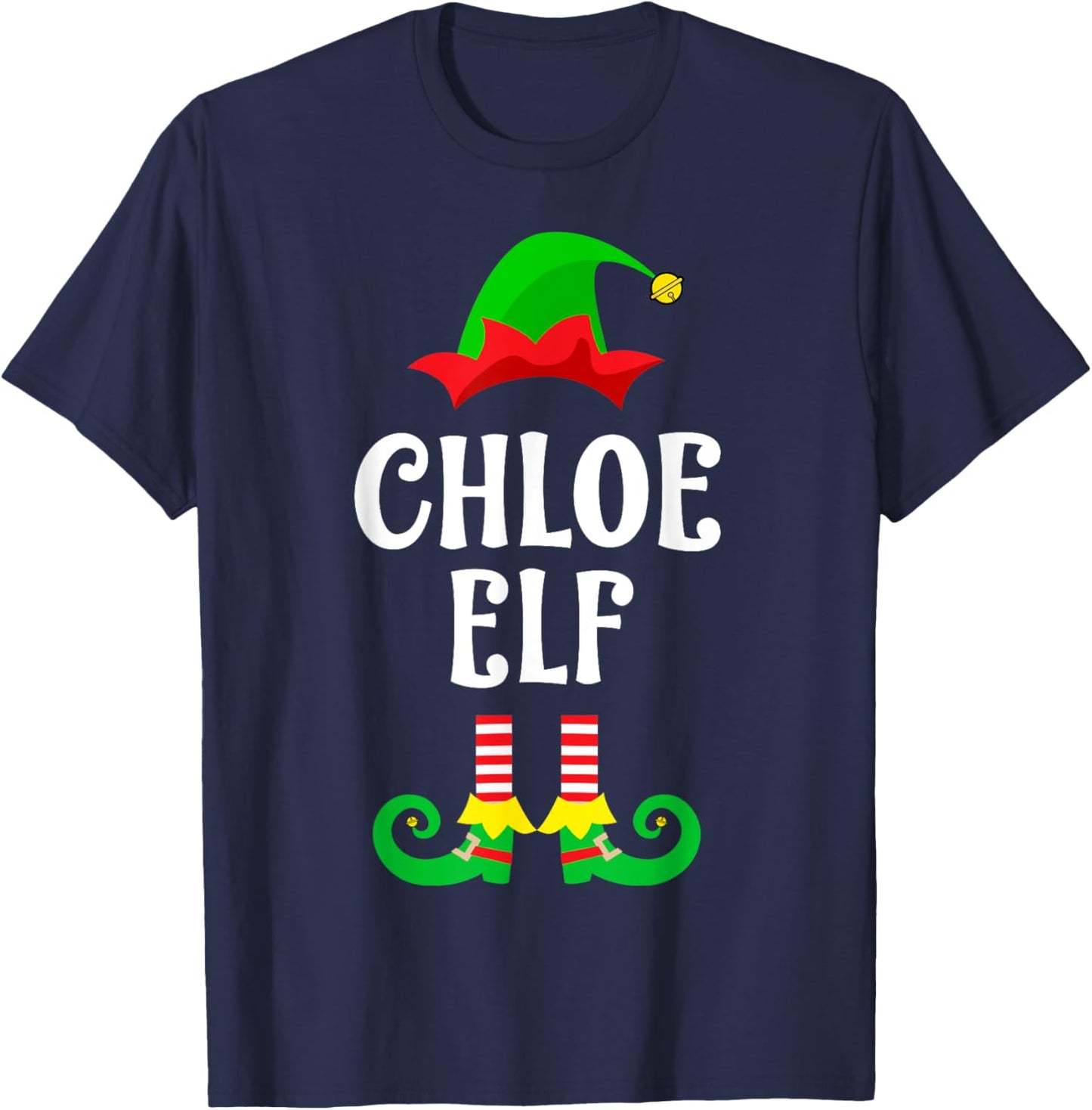 Chloe Elf Personalized Name Christmas Family Matching T-Shirt - T-Shirt | Navy