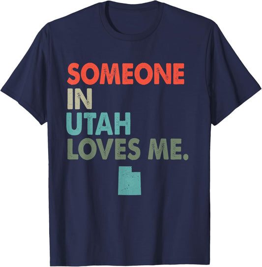 Someone In Utah Loves Me Retro Style US State T-Shirt - T-Shirt | Navy