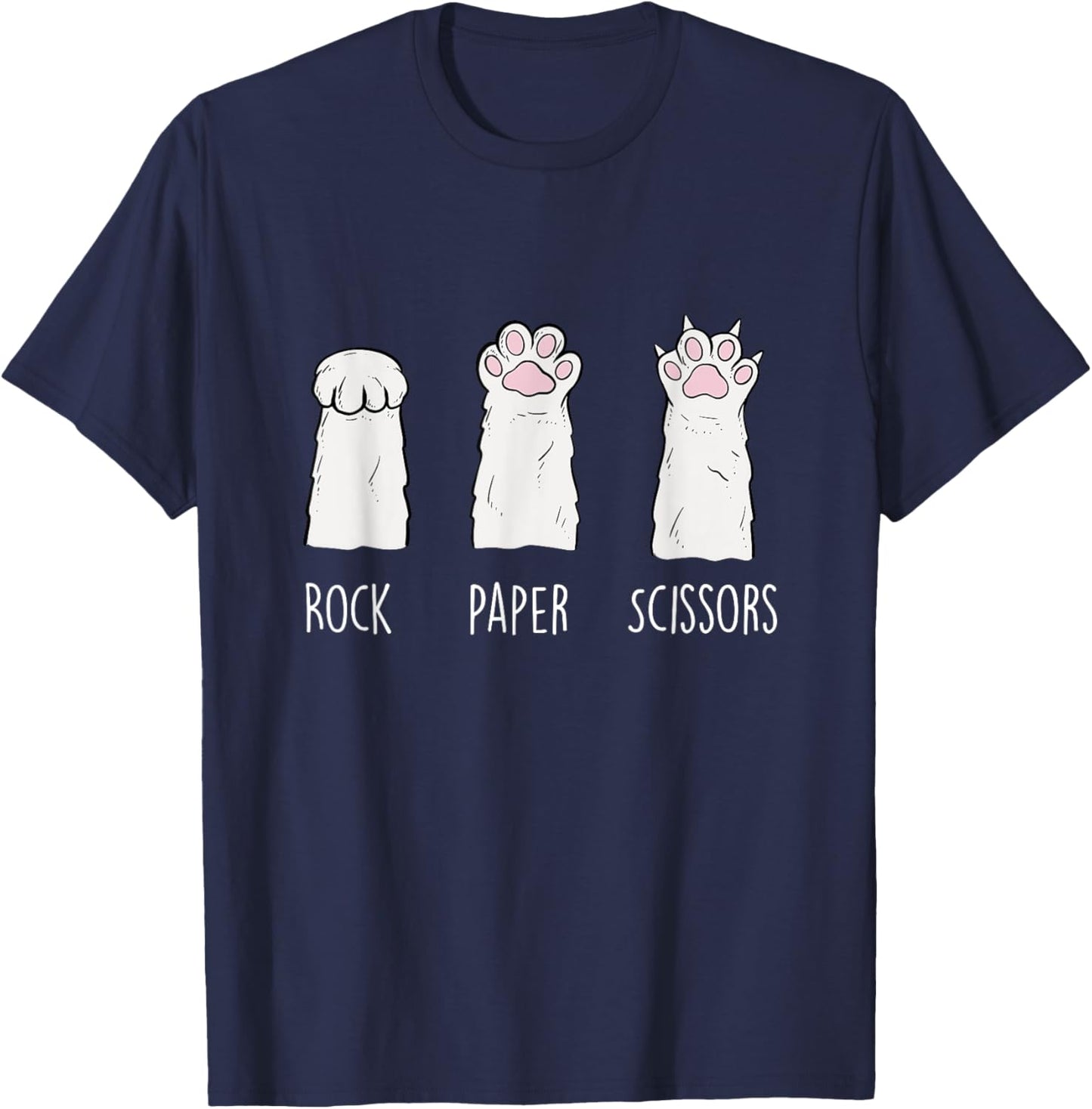 Rock Paper Scissors - Cat Lover Kitten Owner Kitty T-Shirt - T-Shirt | Navy