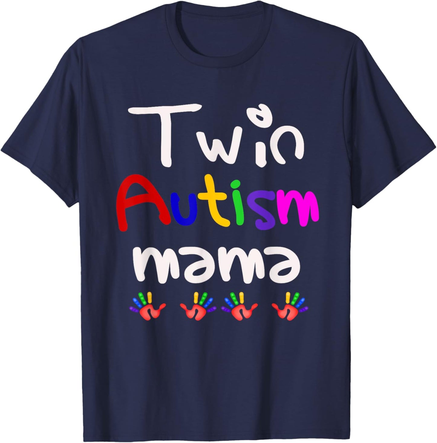 Funny Twin Autism mama Awareness Blessed and Twice as Tired T-Shirt - T-Shirt | Navy