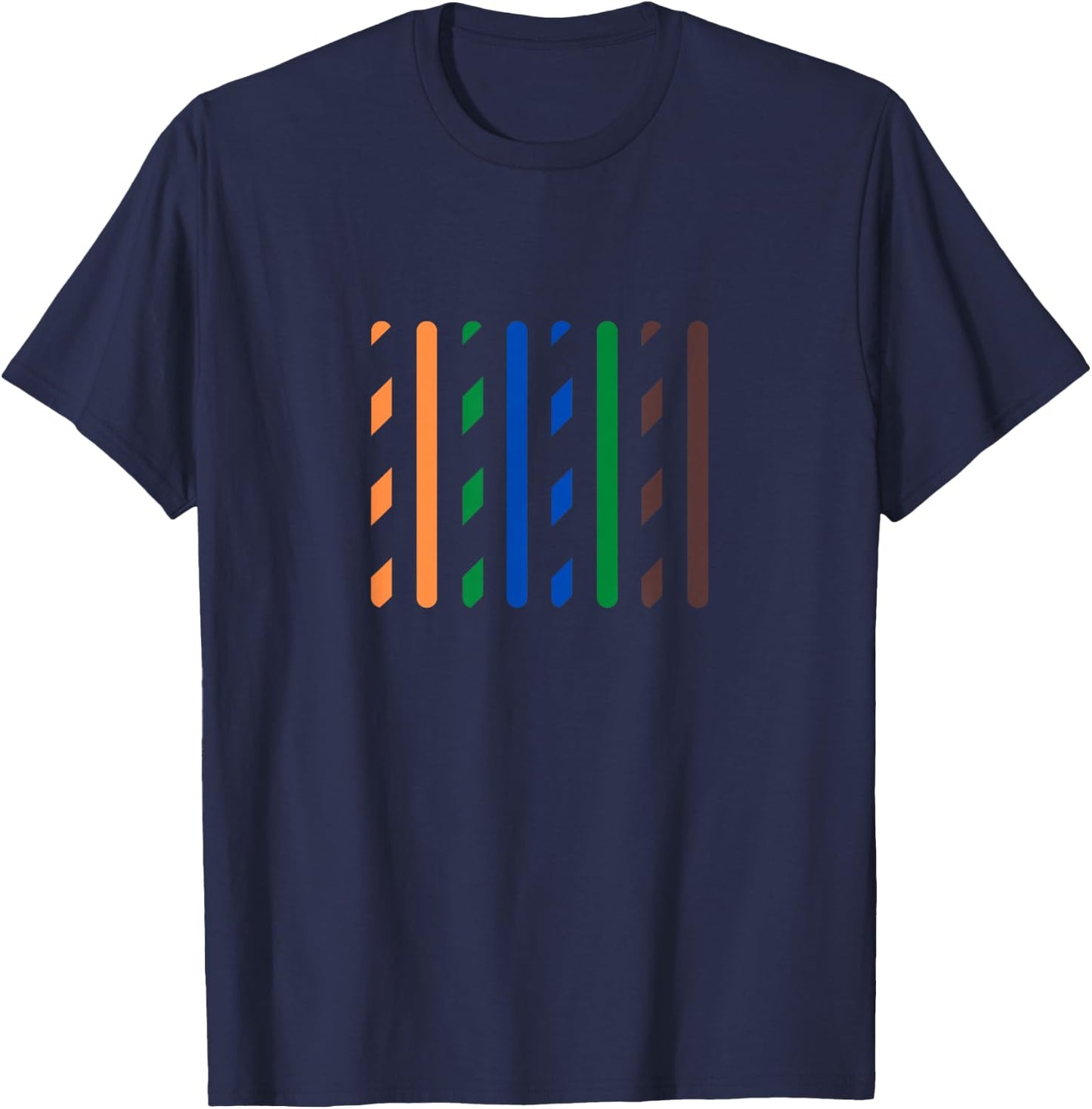 The Tech Team Funny IT Data Cable RJ45 T568B Pinout Logo Black Small T-Shirt - T-Shirt | Navy