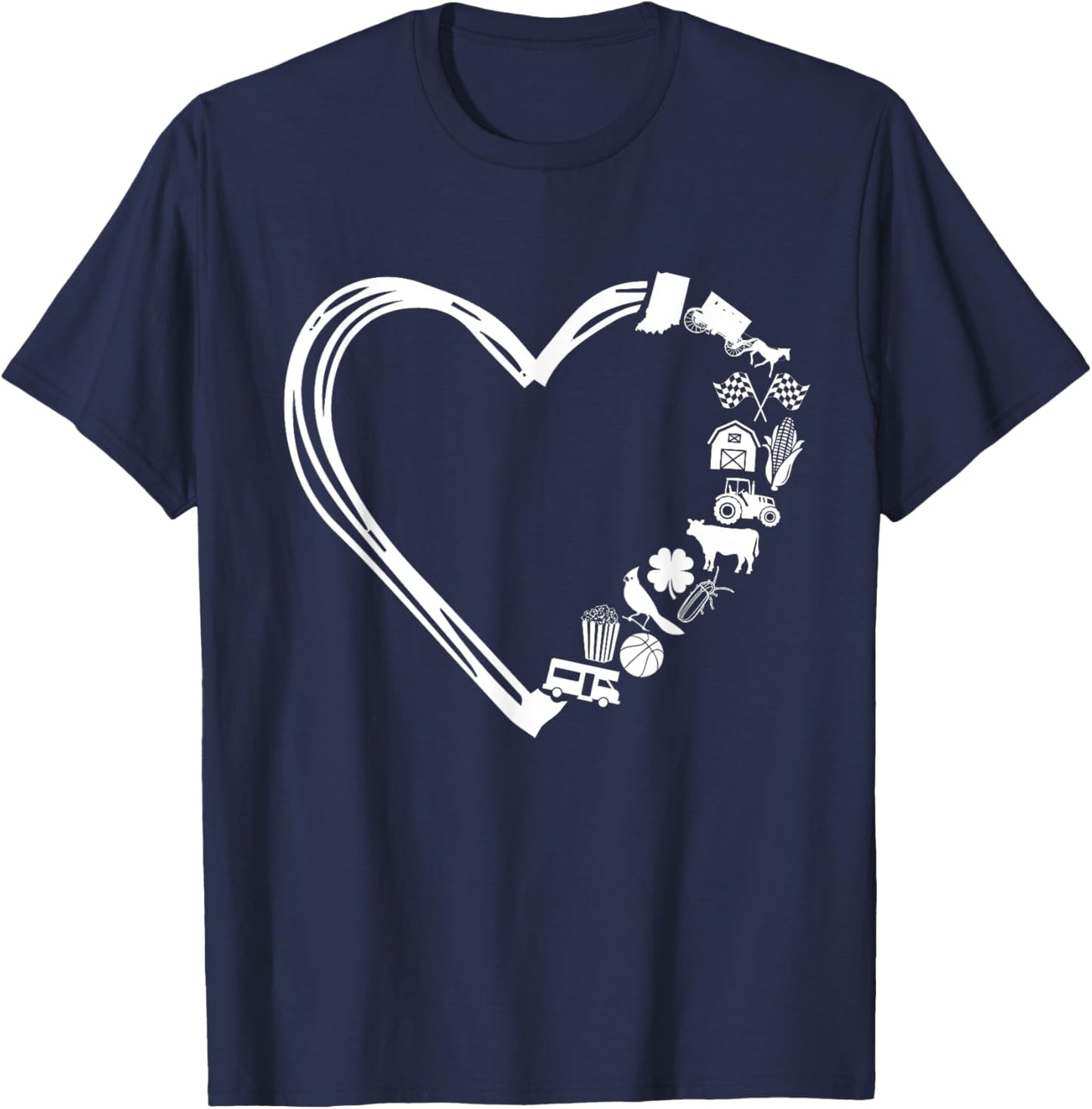 I Love the State of Indiana Heart T-Shirt - T-Shirt | Navy