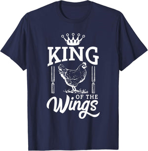 King of the Wings Funny Chicken BBQ Barbecue T-Shirt - T-Shirt | Navy