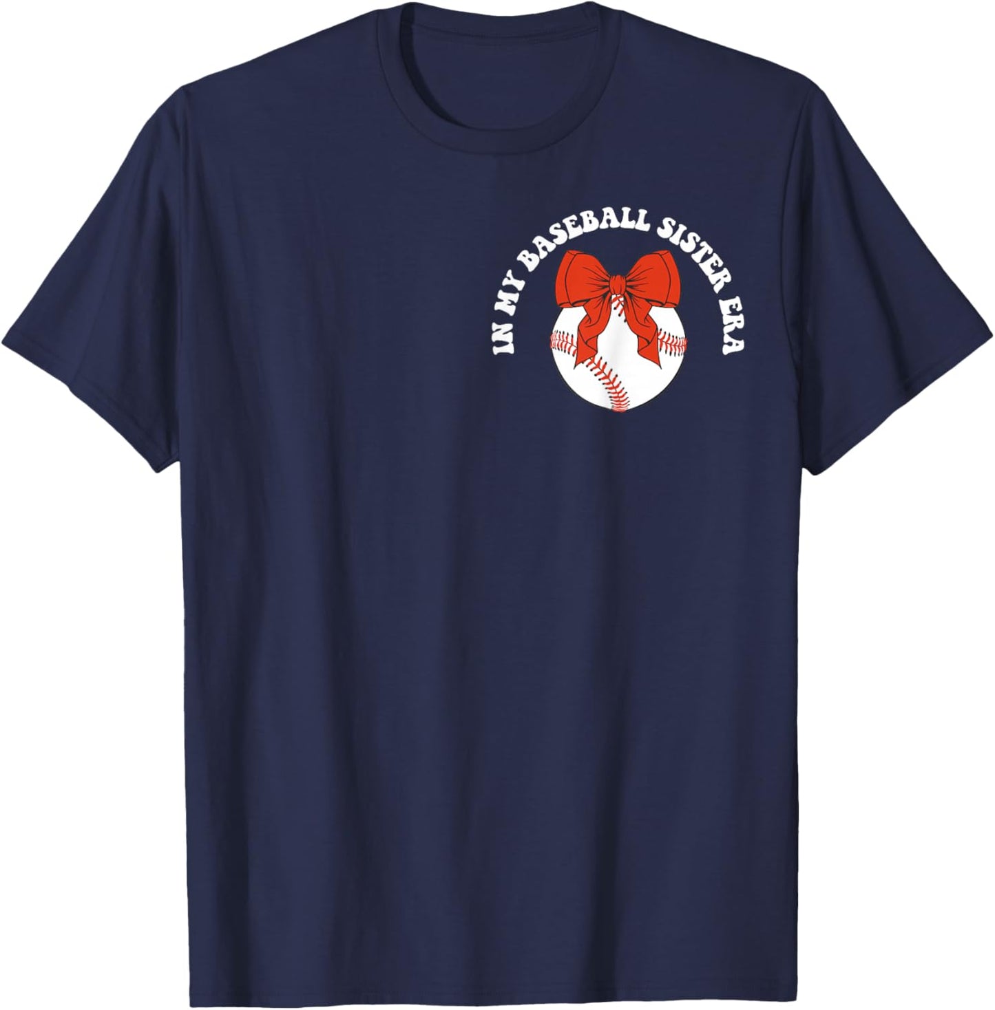 In My Baseball Sister Era Groovy Baseball Sister T-Shirt - T-Shirt | Navy