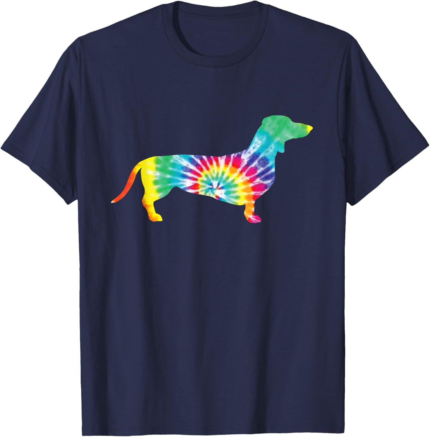 Tie Dye Dog Shirt Hippie Dachshund Retro Puppy Gift Men Women Girls Kids T-Shirt - T-Shirt | Navy