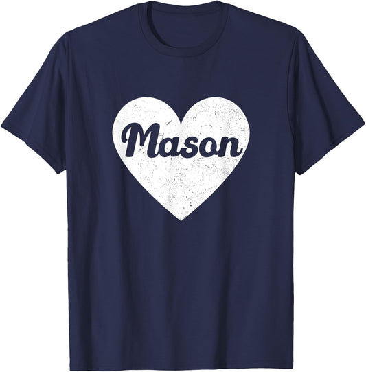 I Heart Mason - First Names And Hearts, I Love Mason T-Shirt - T-Shirt | Navy