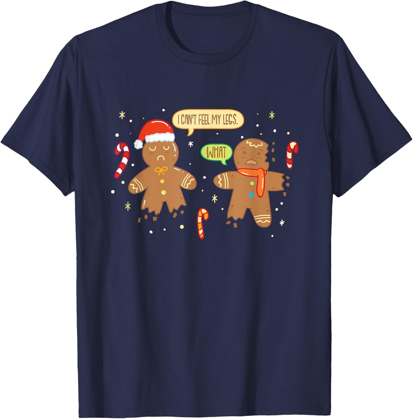 Funny Gingerbread Man - Cute Christmas Cookie Gingerbread T-Shirt - T-Shirt | Navy