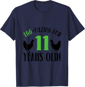 Kids 11th Birthday 11 Years Old Chicken Farmer chicken Lover T-Shirt - T-Shirt | Navy