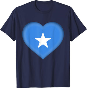 I Love Somalia | Somali Flag Heart Outfit T-Shirt - T-Shirt | Navy