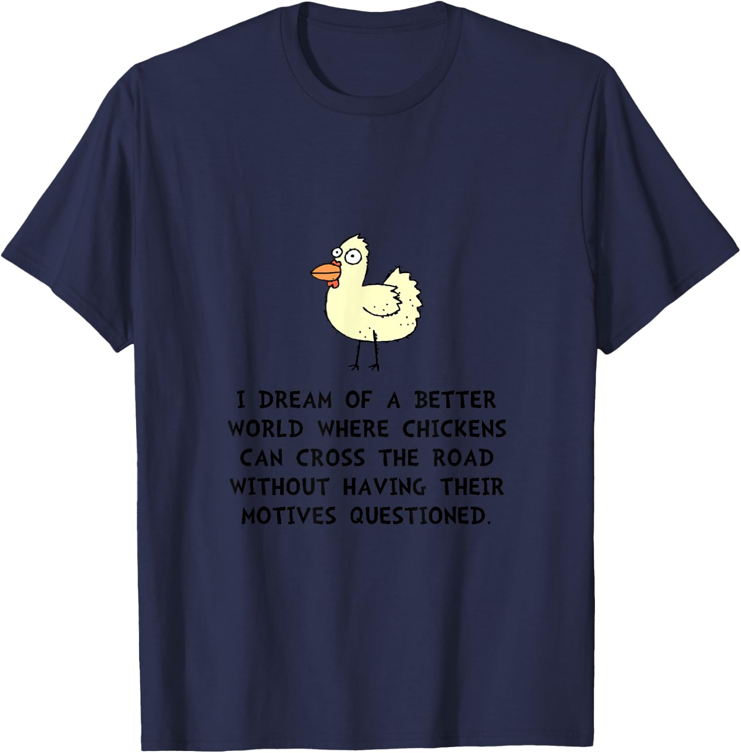 Chicken Cross Road Motives Funny T-Shirt - T-Shirt | Navy