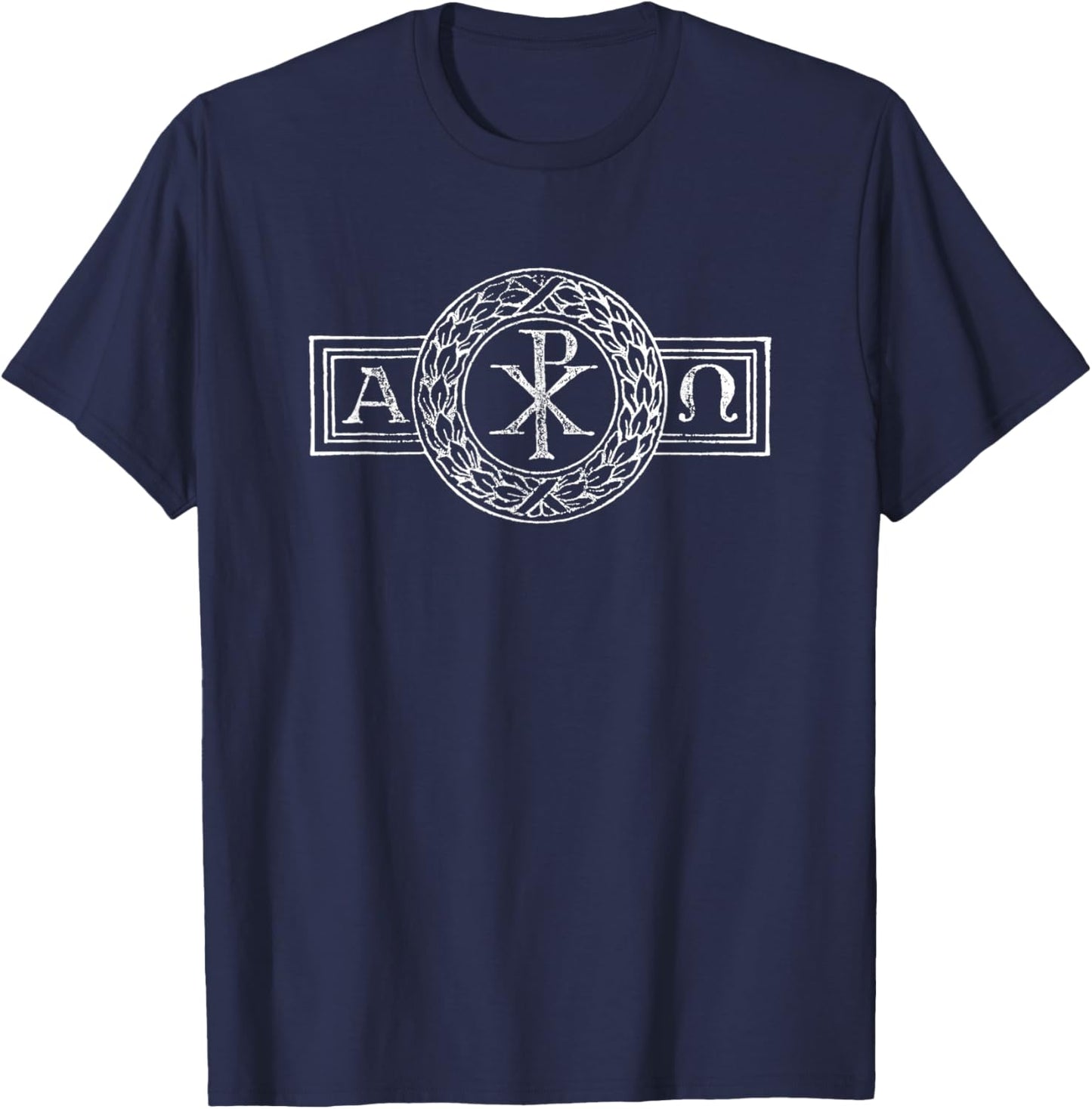 Alpha and Omega Chi and Rho XP Jesus Christ Symbol Christian T-Shirt - T-Shirt | Navy
