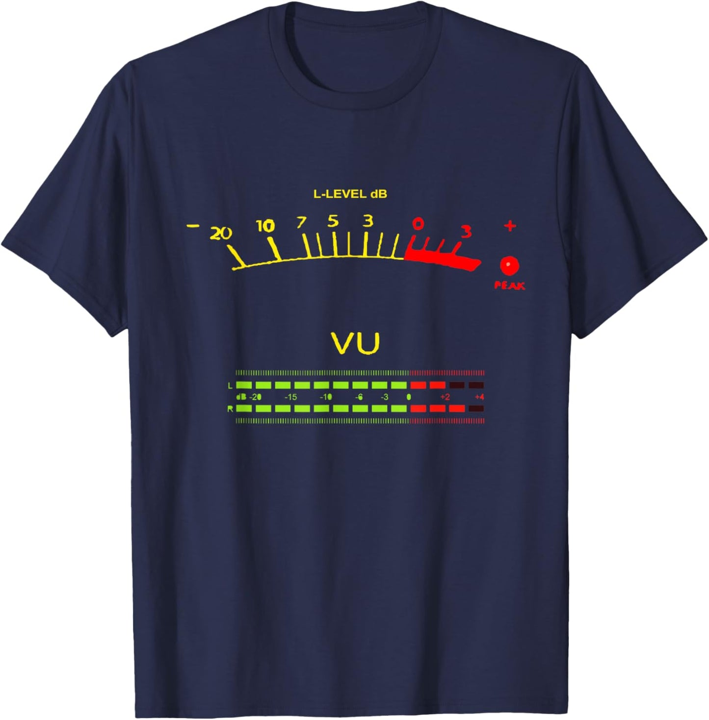 Retro VU Meter Vintage Hi-Fi Audio Stereo Music Sound T-Shirt - T-Shirt | Navy