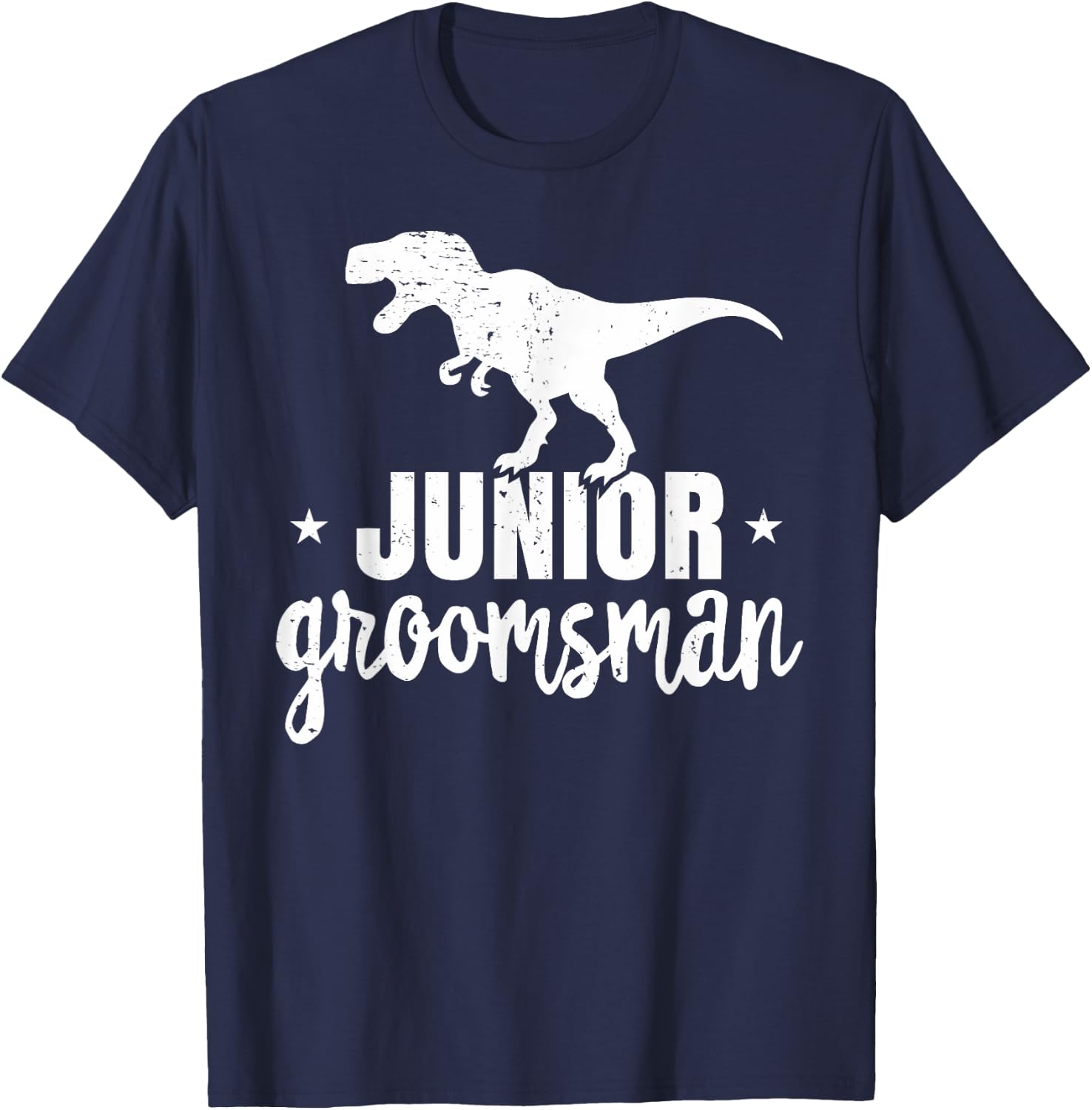 Kids T-Rex Junior Groomsman Dinosaur Wedding Party Gift T-Shirt - T-Shirt | Navy