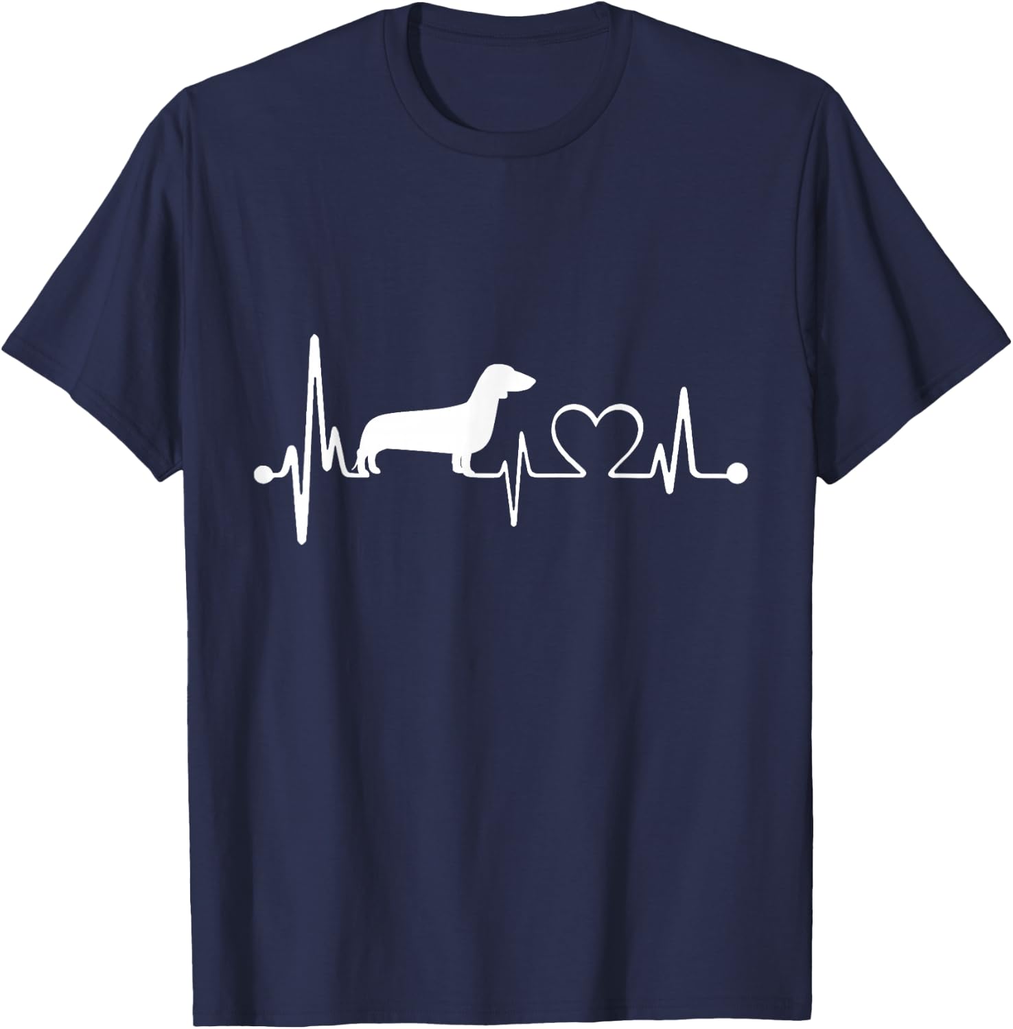 Dachshund Heartbeat - Funny Wiener Dog T-Shirt - T-Shirt | Navy