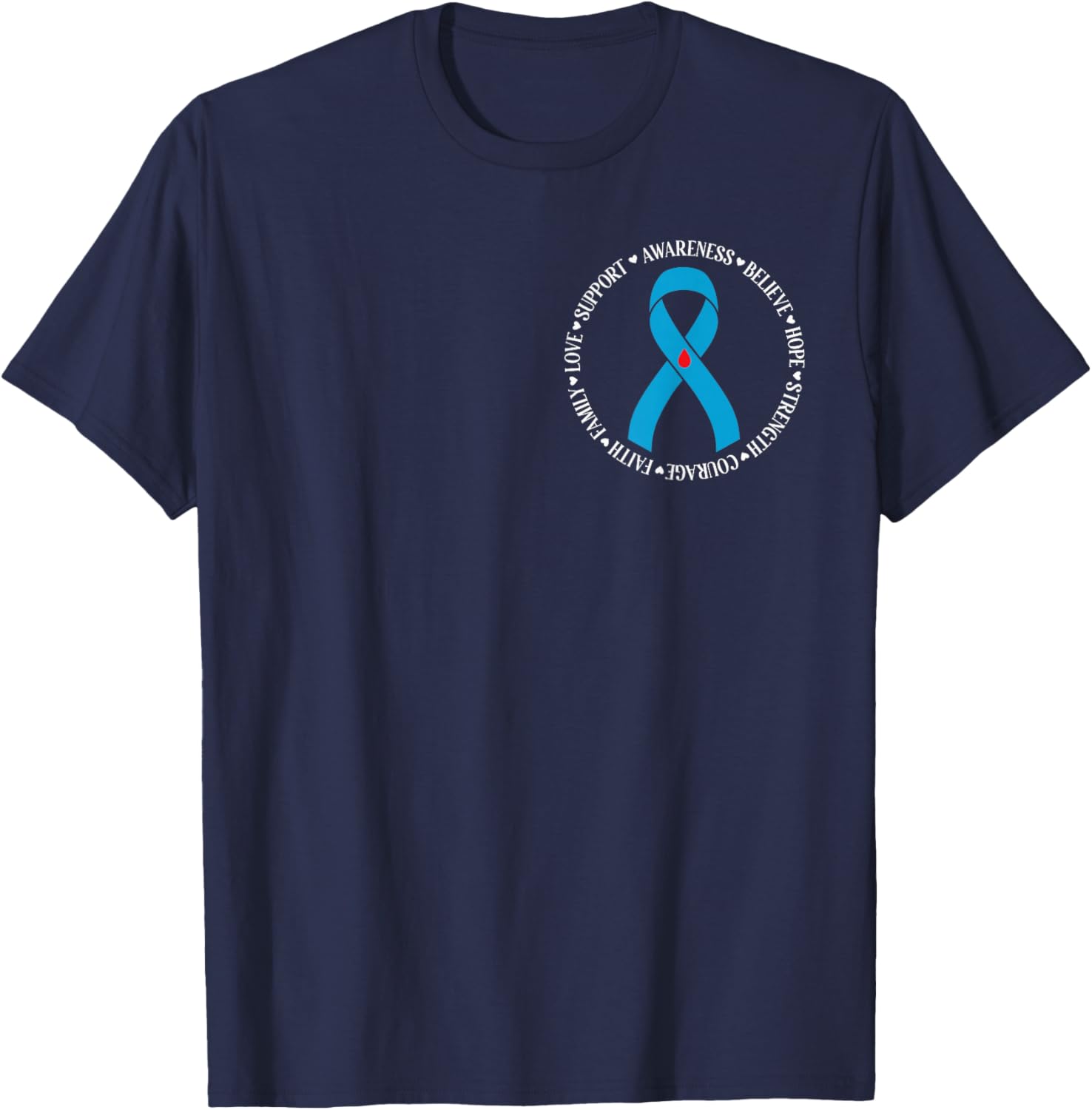 Diabetes Awareness Month Blue Love Ribbon Support T1D T2D T-Shirt - T-Shirt | Navy
