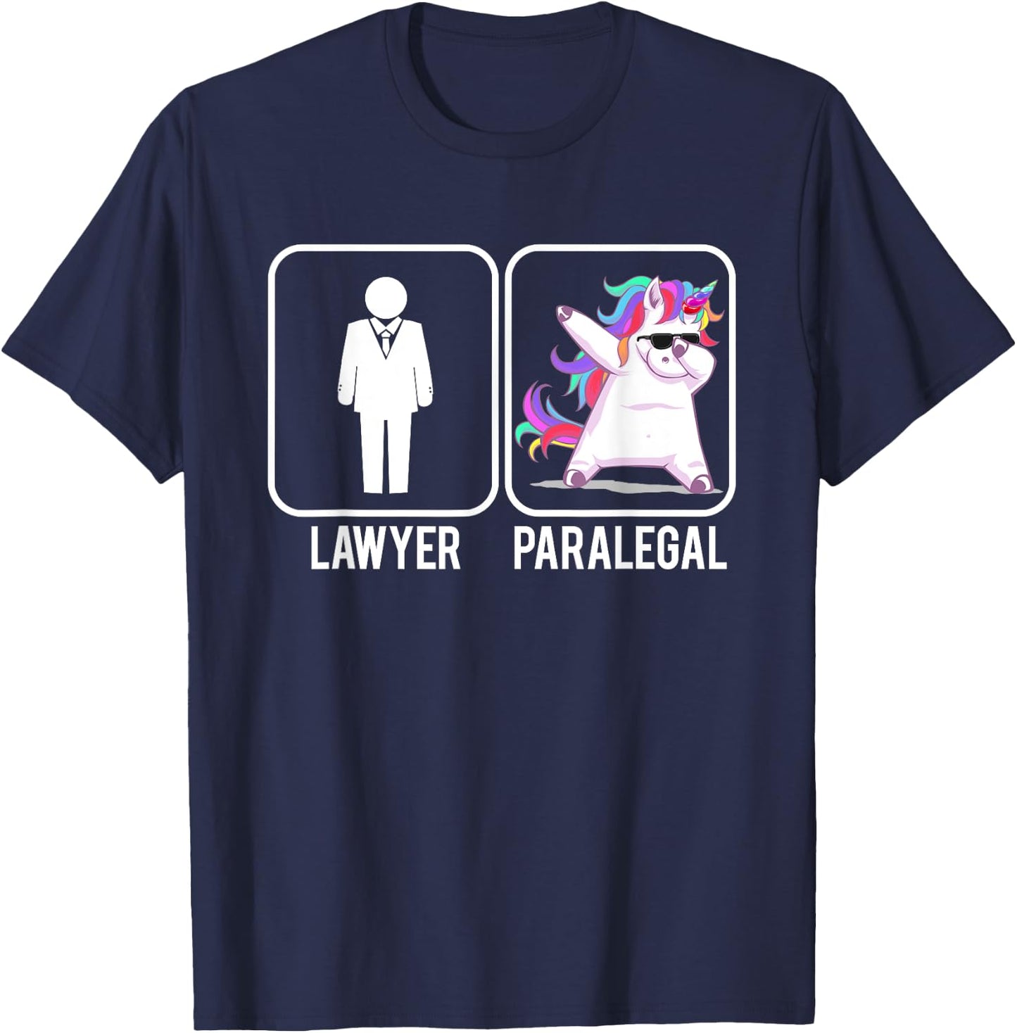 Funny Lawyer Paralegal Dabbing Unicorn Legal Law Firm T-Shirt - T-Shirt | Navy
