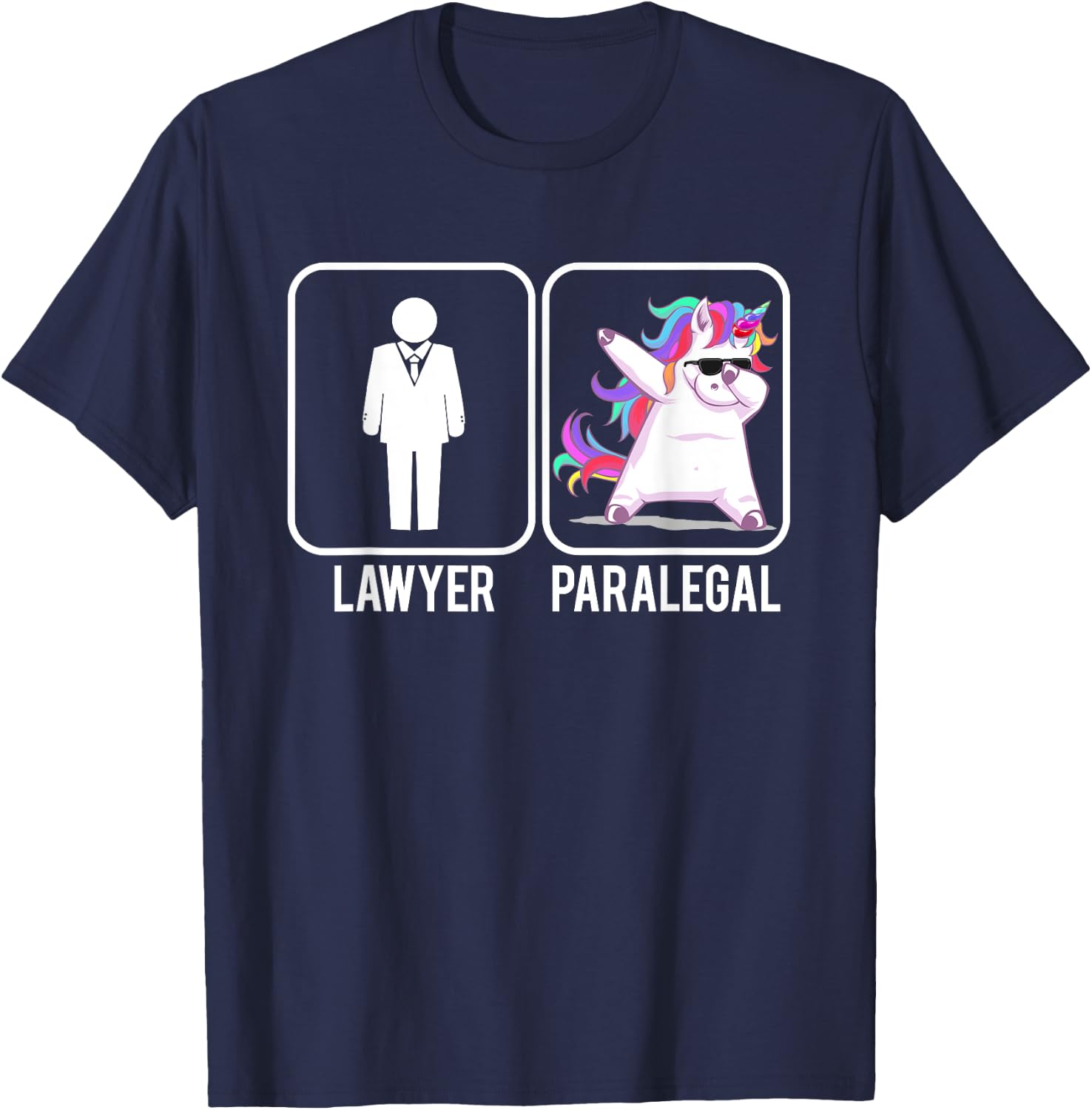 Funny Lawyer Paralegal Dabbing Unicorn Legal Law Firm T-Shirt - T-Shirt | Navy