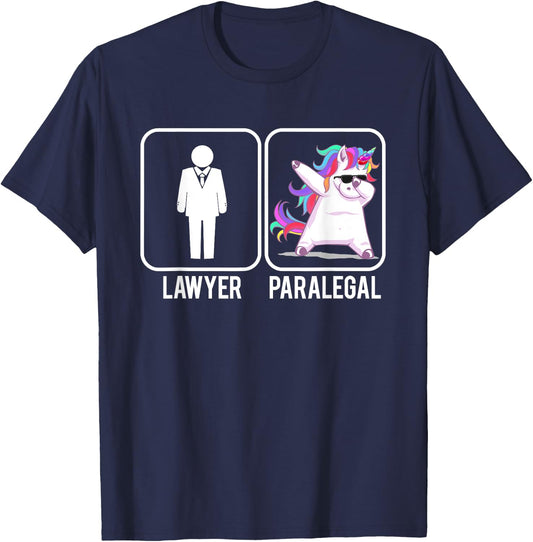 Funny Lawyer Paralegal Dabbing Unicorn Legal Law Firm T-Shirt - T-Shirt | Navy
