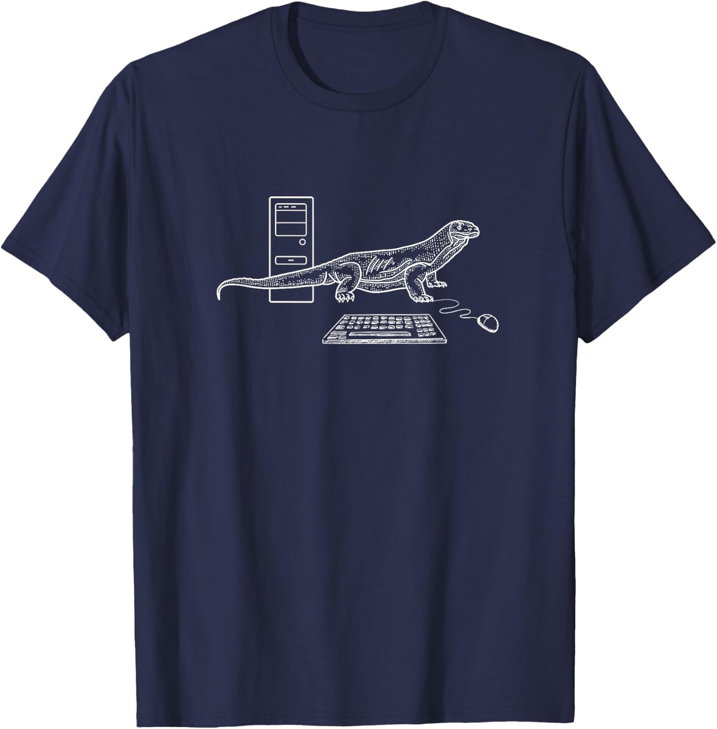 Funny computer monitor lizard visual pun T-Shirt - T-Shirt | Navy