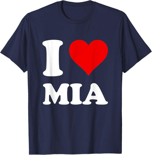 Red Heart I Love Mia T-Shirt - T-Shirt | Navy