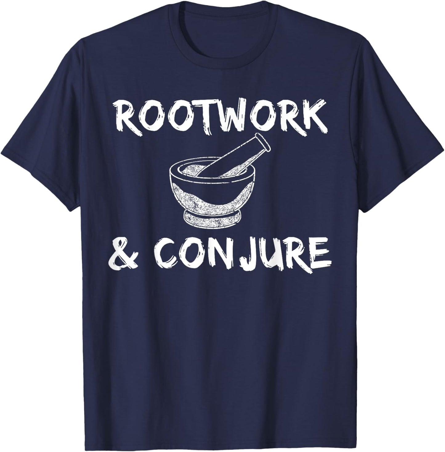 Rootwork & Conjure Mortar Pestle Voodoo Hoodoo T-Shirt - T-Shirt | Navy