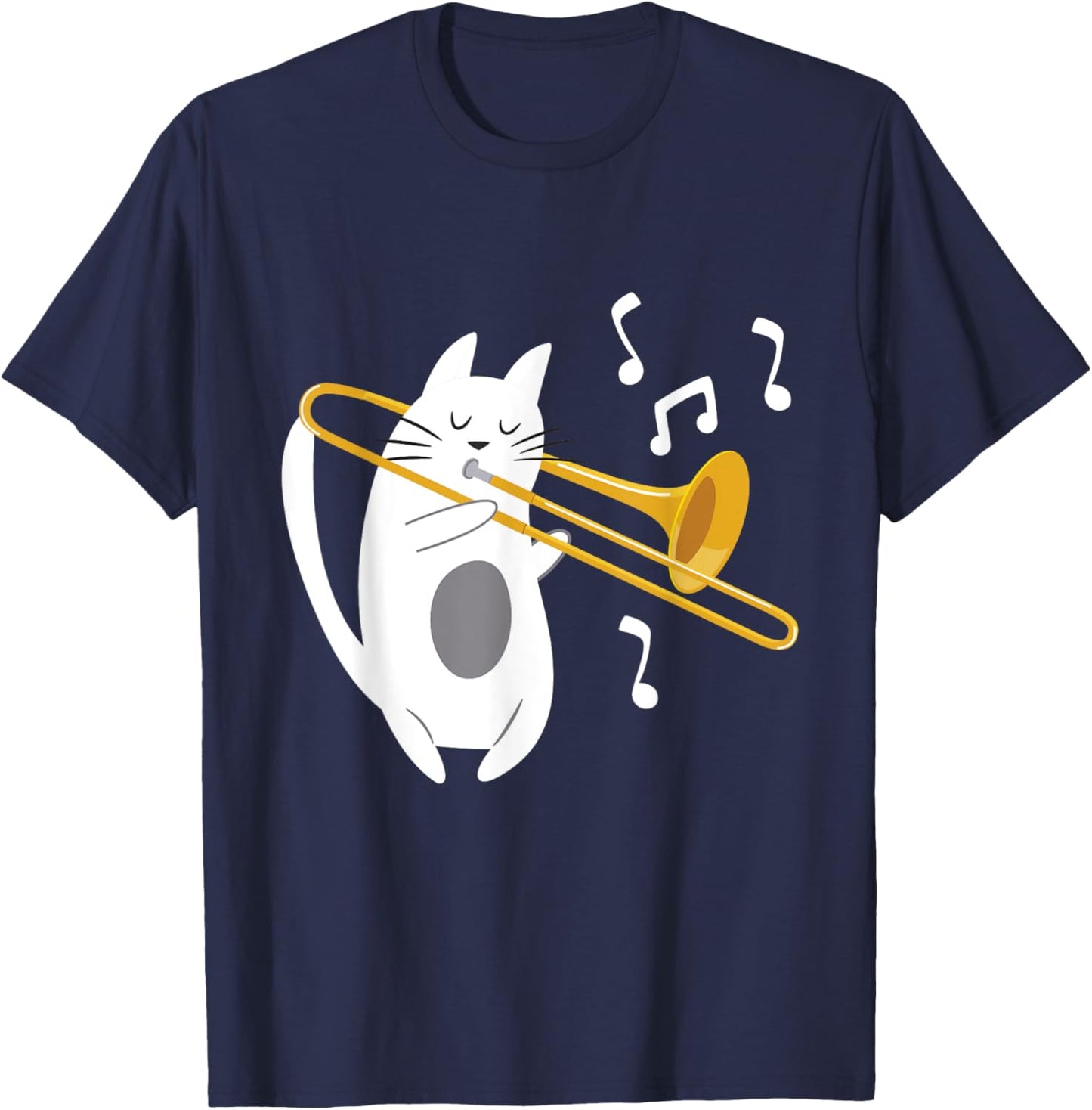 Trombonist Cat - Trombone Player Music Lover Women Girls Kids T-Shirt - T-Shirt | Navy