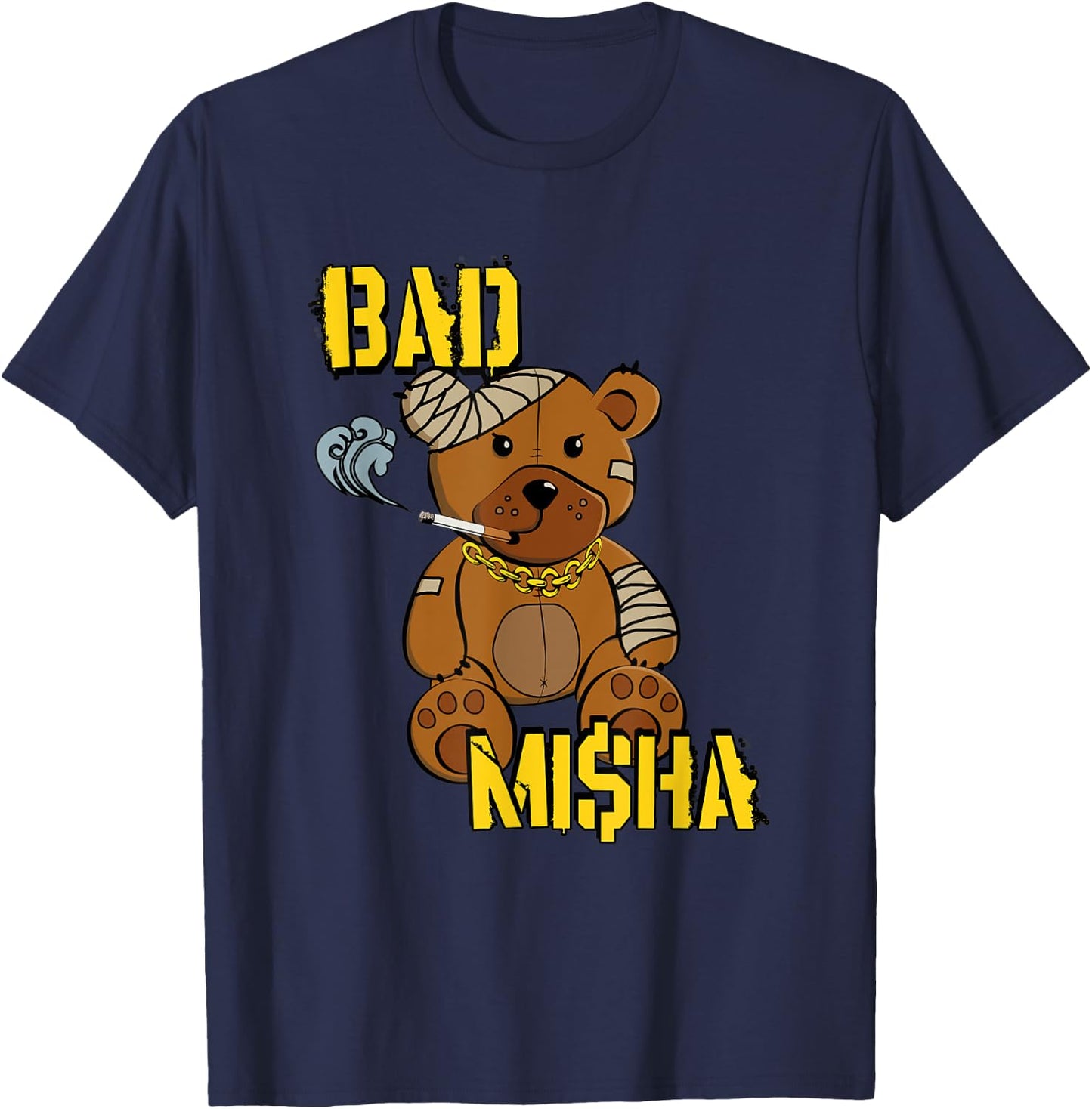 Bad Misha Bear Teddy Attitude Cool Cartoon Anime Kawaii T-Shirt - T-Shirt | Navy