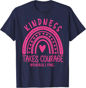 Kindness Takes Courage Support Anti Bullying Pink Day T-Shirt - T-Shirt | Navy