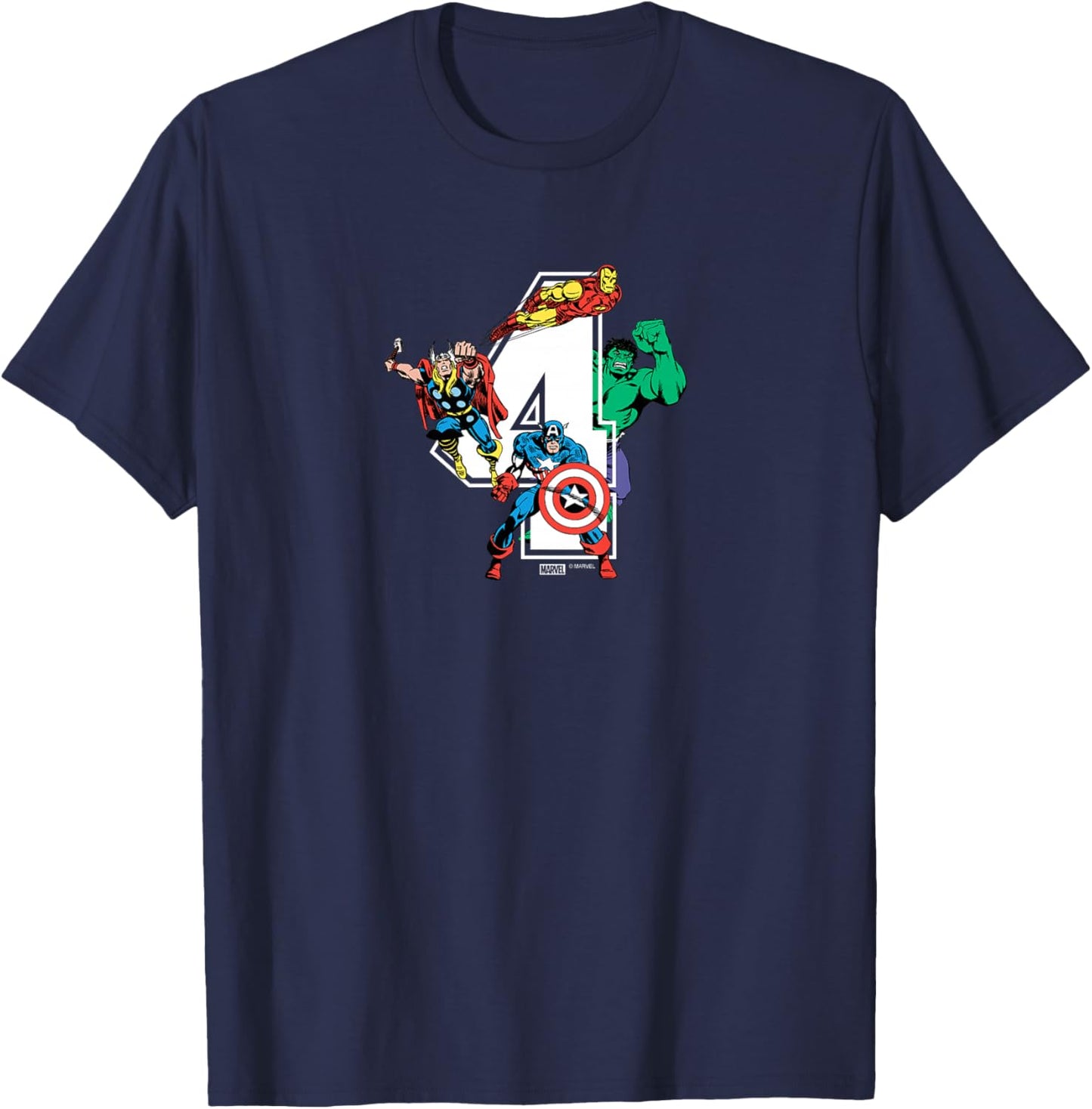 Kids Marvel - Avengers 4th Birthday T-Shirt - T-Shirt | Navy