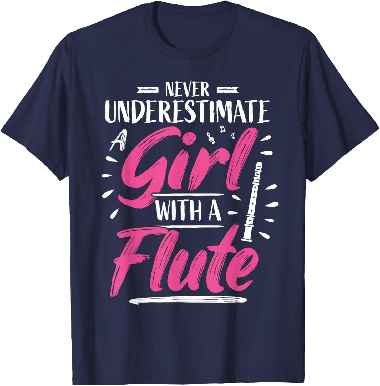 Girls Flute Player Flute Player T-Shirt - T-Shirt | Navy