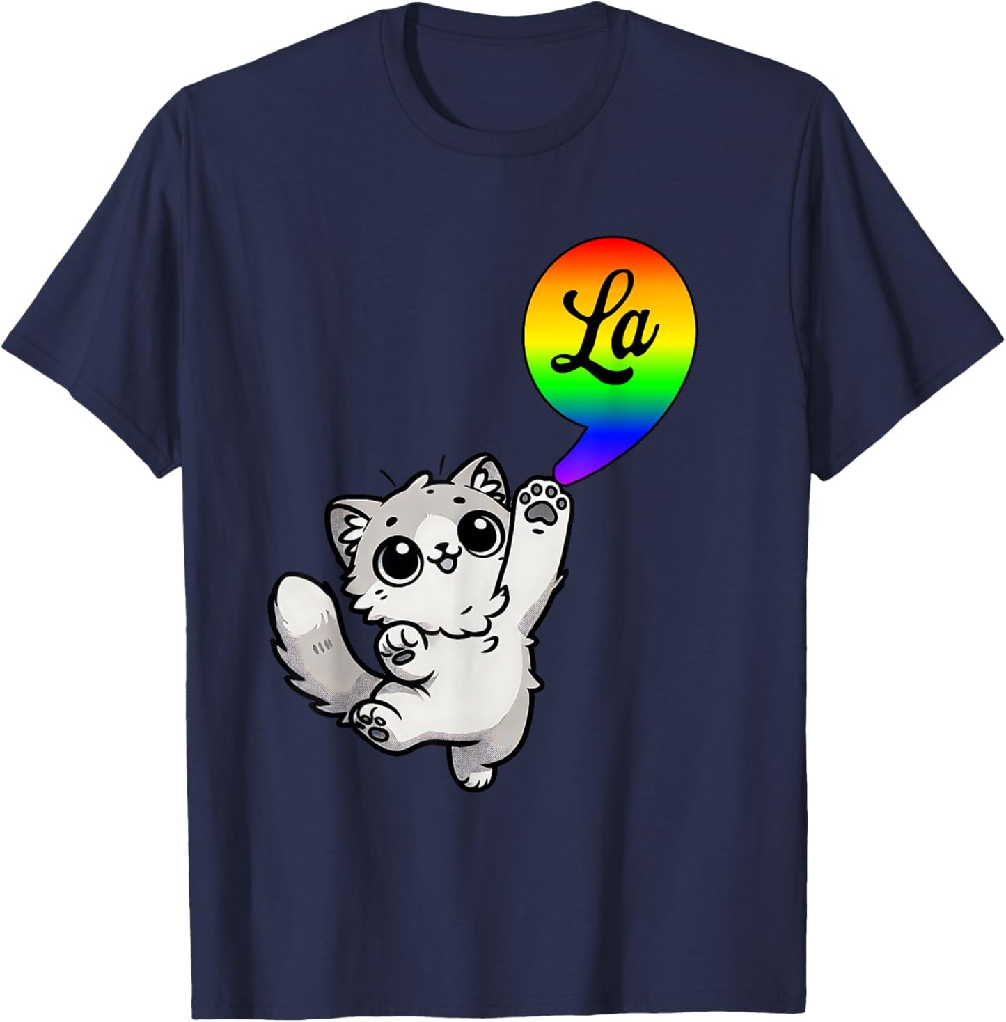 Comma-LA with cute cat Kamala Rainbow design Men Women Kids T-Shirt - T-Shirt | Navy