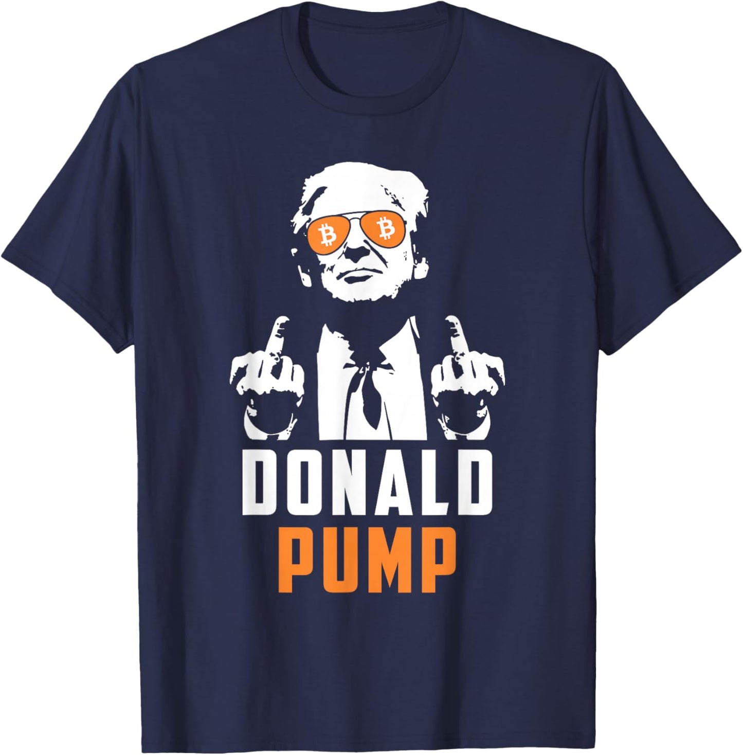 Donald Pump Bitcoin Funny Trump 2024 Crypto American Flag T-Shirt - T-Shirt | Navy