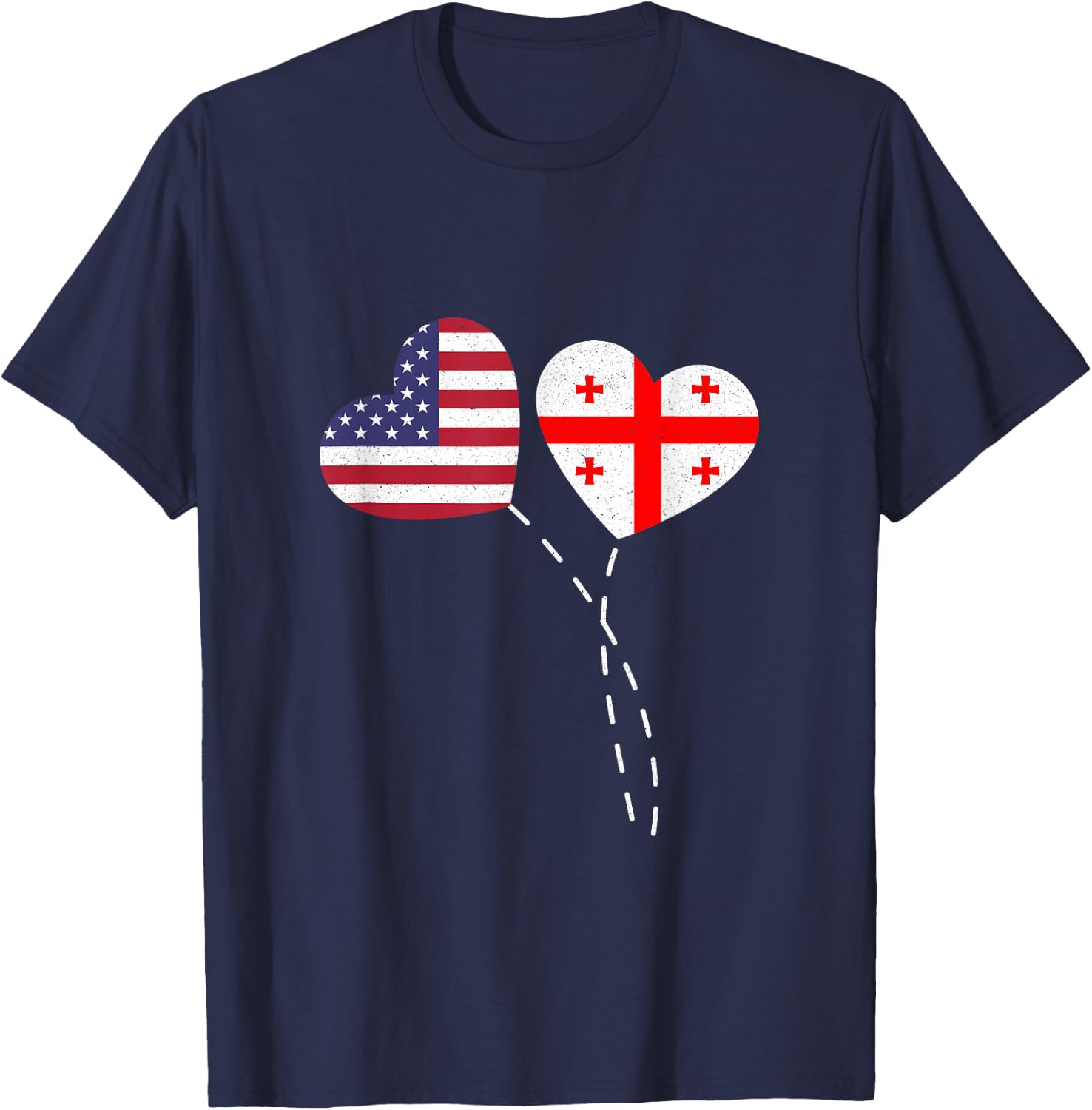 Loving Georgia USA Flag Heart Georgian Americans Love T-Shirt - T-Shirt | Navy