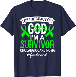 I’m A Survivor Cholangiocarcinoma Awareness Green Ribbon T-Shirt - T-Shirt | Navy