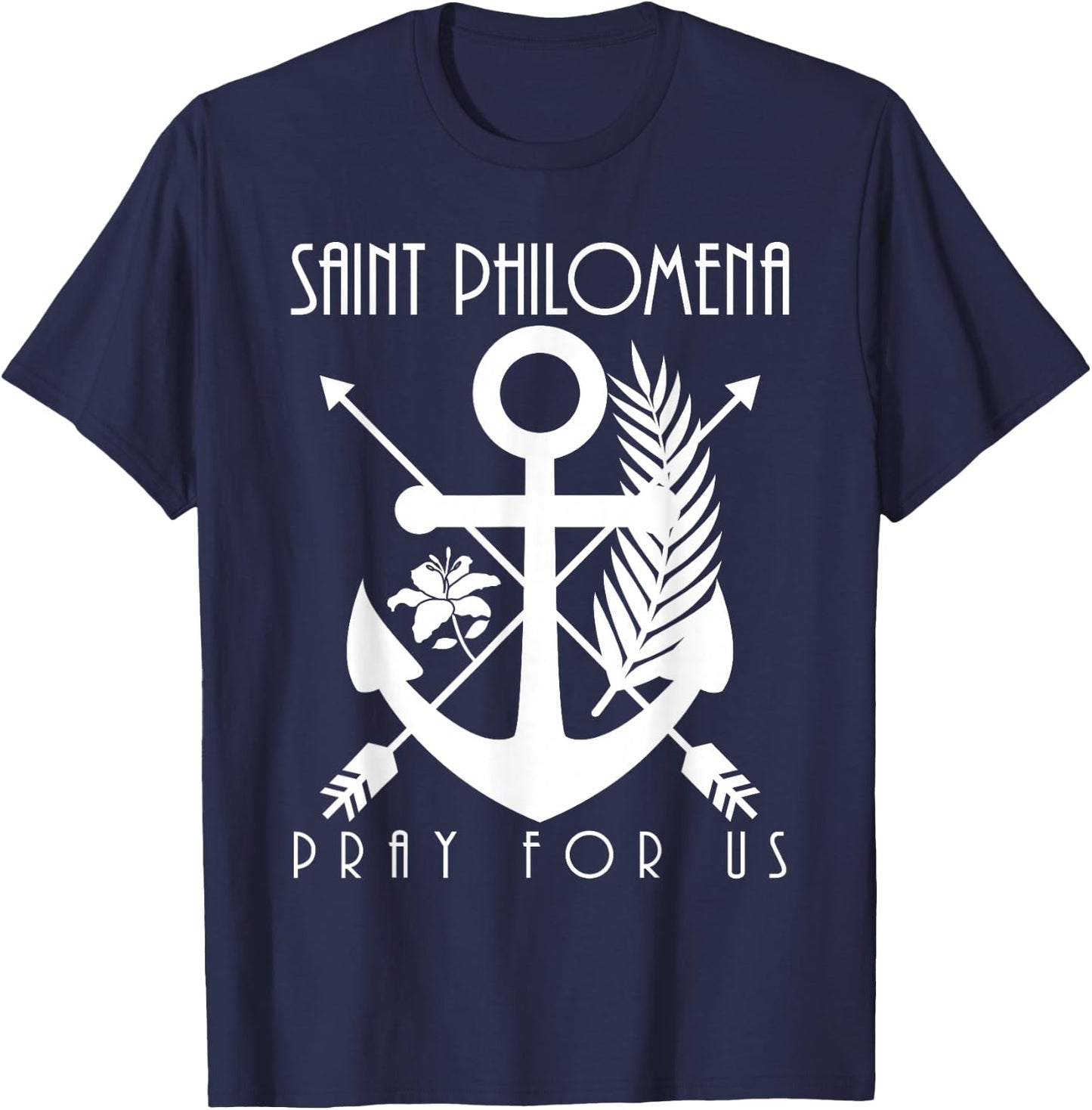 St Philomena Symbols Catholic Girls Saints Youth T-Shirt - T-Shirt | Navy