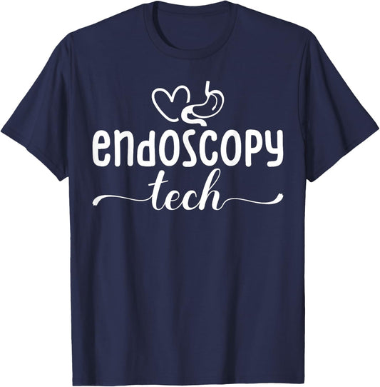 Cute Endoscopy Tech Technician Heart T-Shirt - T-Shirt | Navy