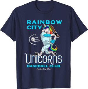 Rainbow City Unicorns Minor League Baseball Team T-Shirt - T-Shirt | Navy