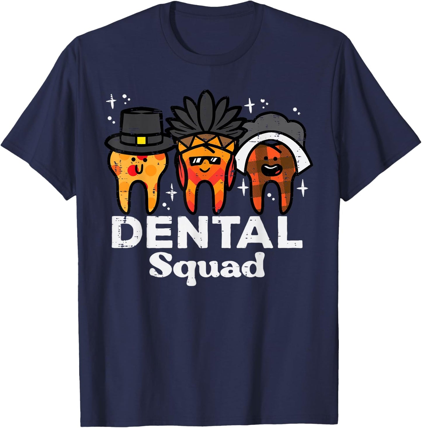 Thanksgiving Teeth Dental Squad Funny Fall Tooth Dentist T-Shirt - T-Shirt | Navy