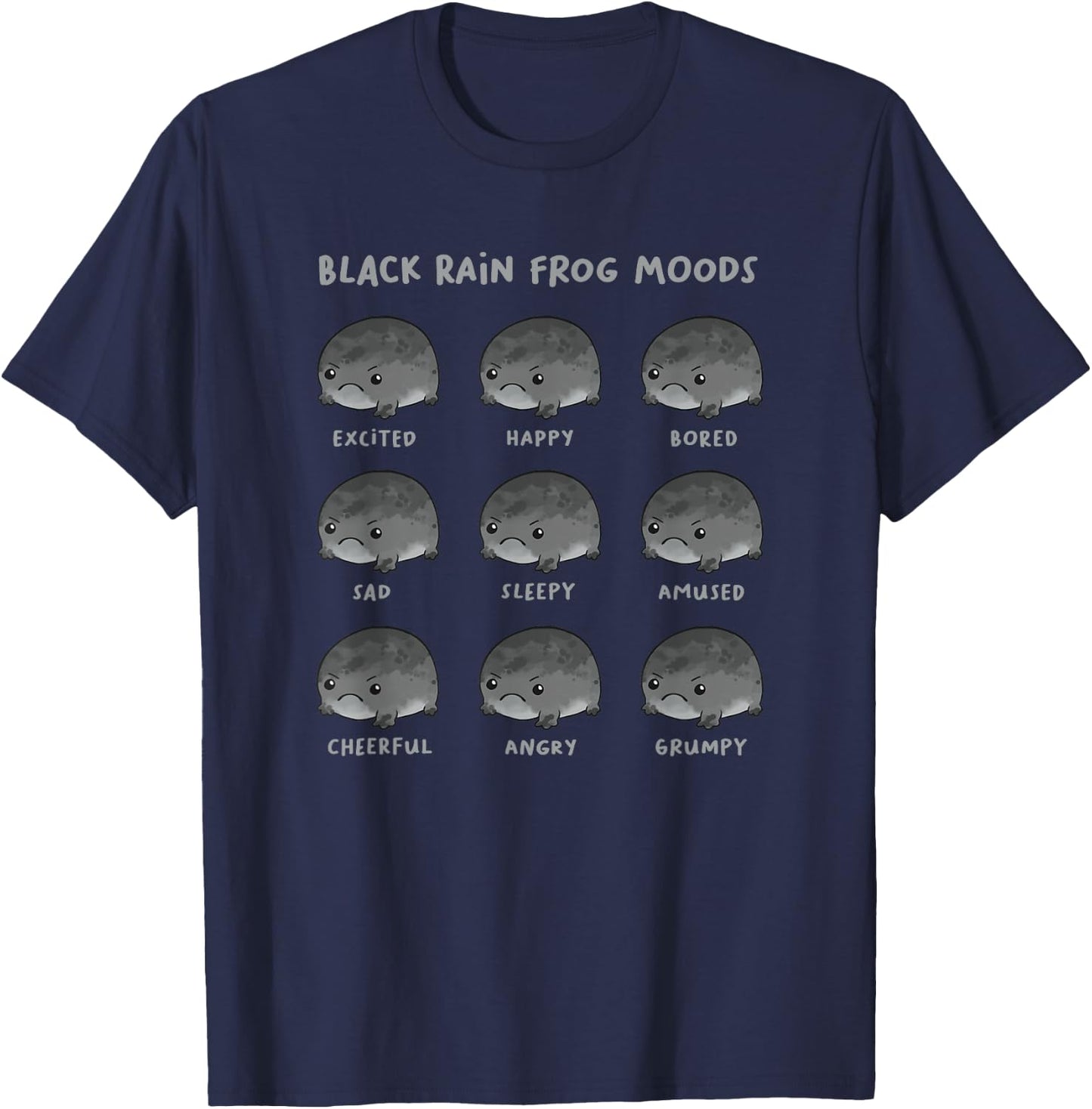 Black Rain Frog Moods, Grumpy Black Desert Rain Frog T-Shirt - T-Shirt | Navy