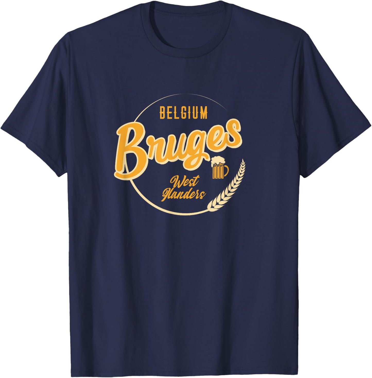 Bruges, Belgium - Belgian Retro Vacation T-Shirt - T-Shirt | Navy