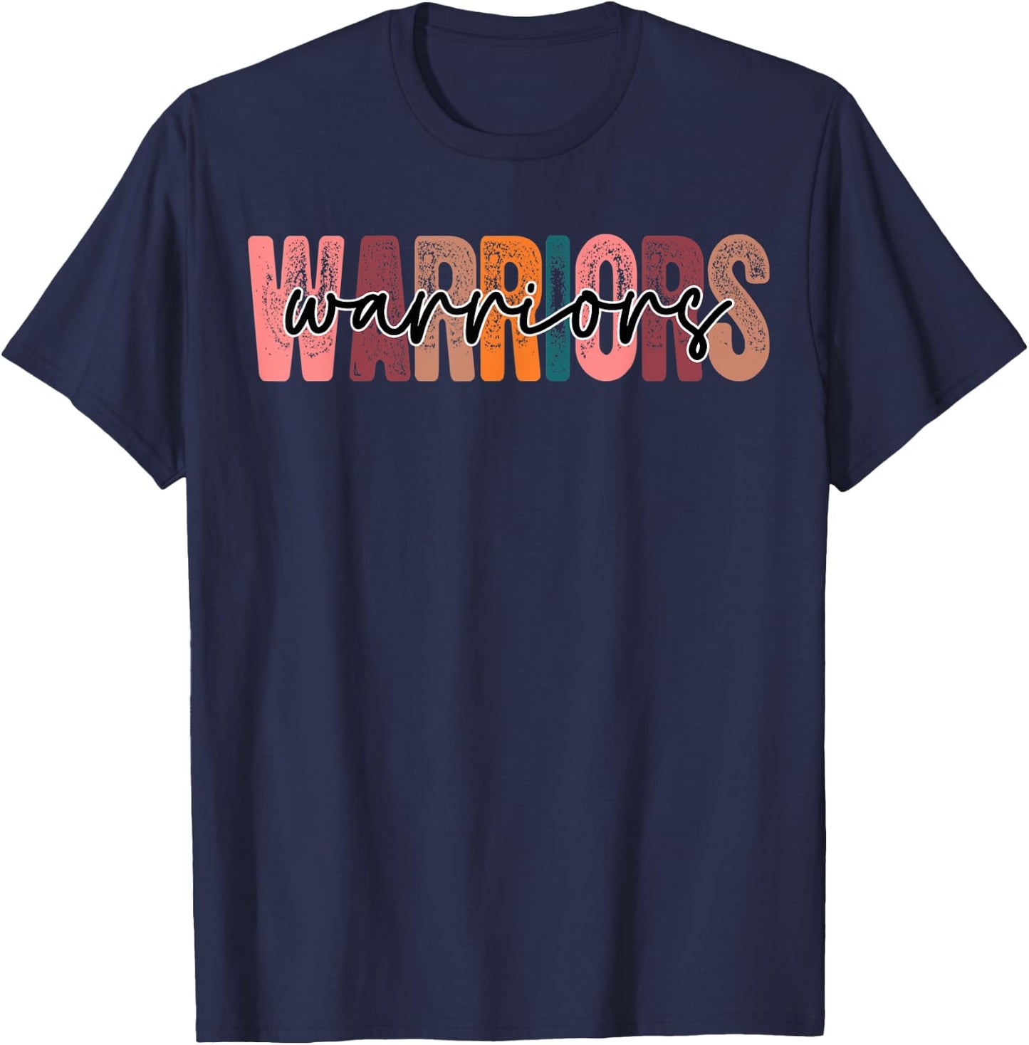 Warriors School Sports Fan Team Spirit T-Shirt - T-Shirt | Navy