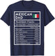 Mexican Dad Nutrition Facts National Pride Gift Dad T-Shirt - T-Shirt | Navy