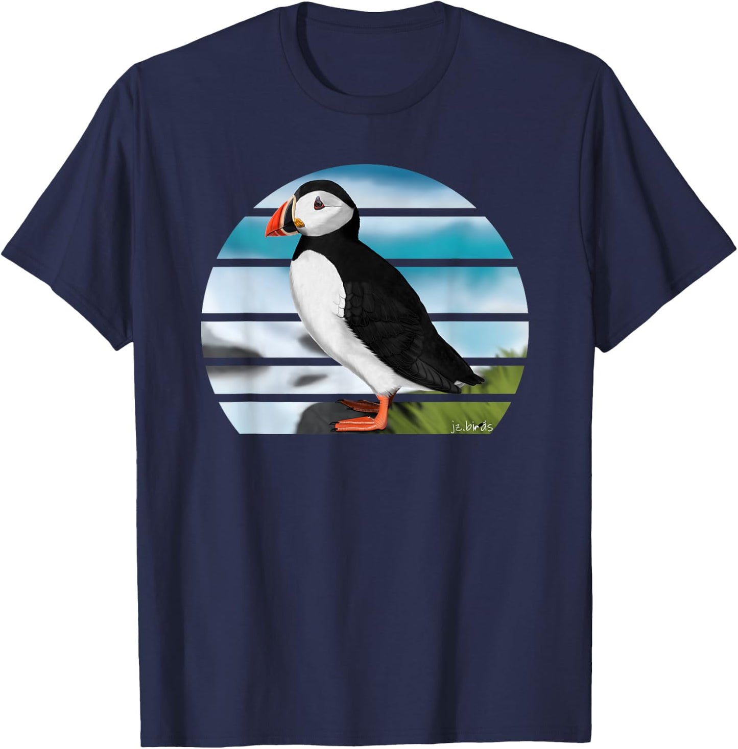 Puffin Bird Birder Ornithologist Biologist Birdwatcher T-Shirt - T-Shirt | Navy