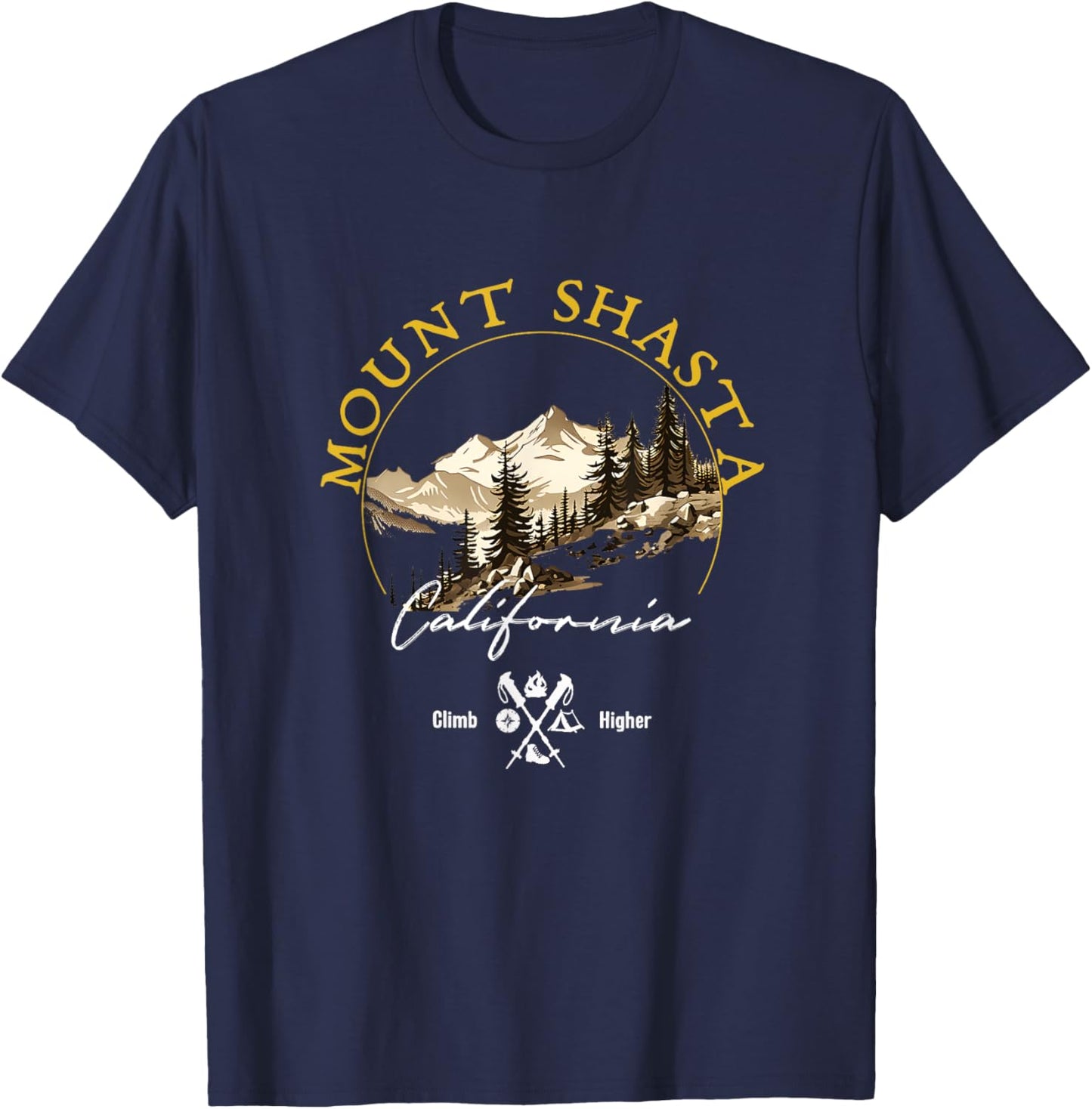 Mount Shasta Retro Vintage Apparel - Mount Shasta Souvenir T-Shirt - T-Shirt | Navy