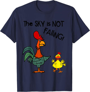 Smileteesfunnya Funny Chicken Little Sky is not Falling Pun T-Shirt - T-Shirt | Navy