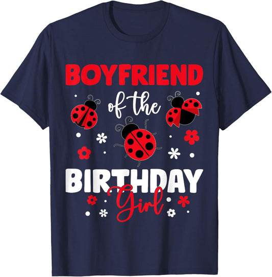Boyfriend Of The Birthday Girl Family Ladybug Birthday T-Shirt - T-Shirt | Navy