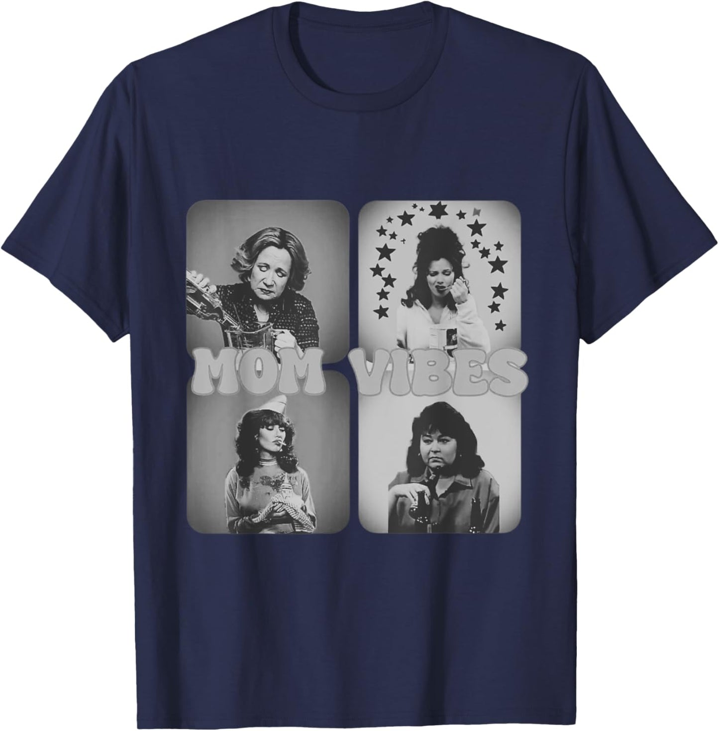 Retro Mom 90’s Vibes Vintage Mother's Day T-Shirt - T-Shirt | Navy
