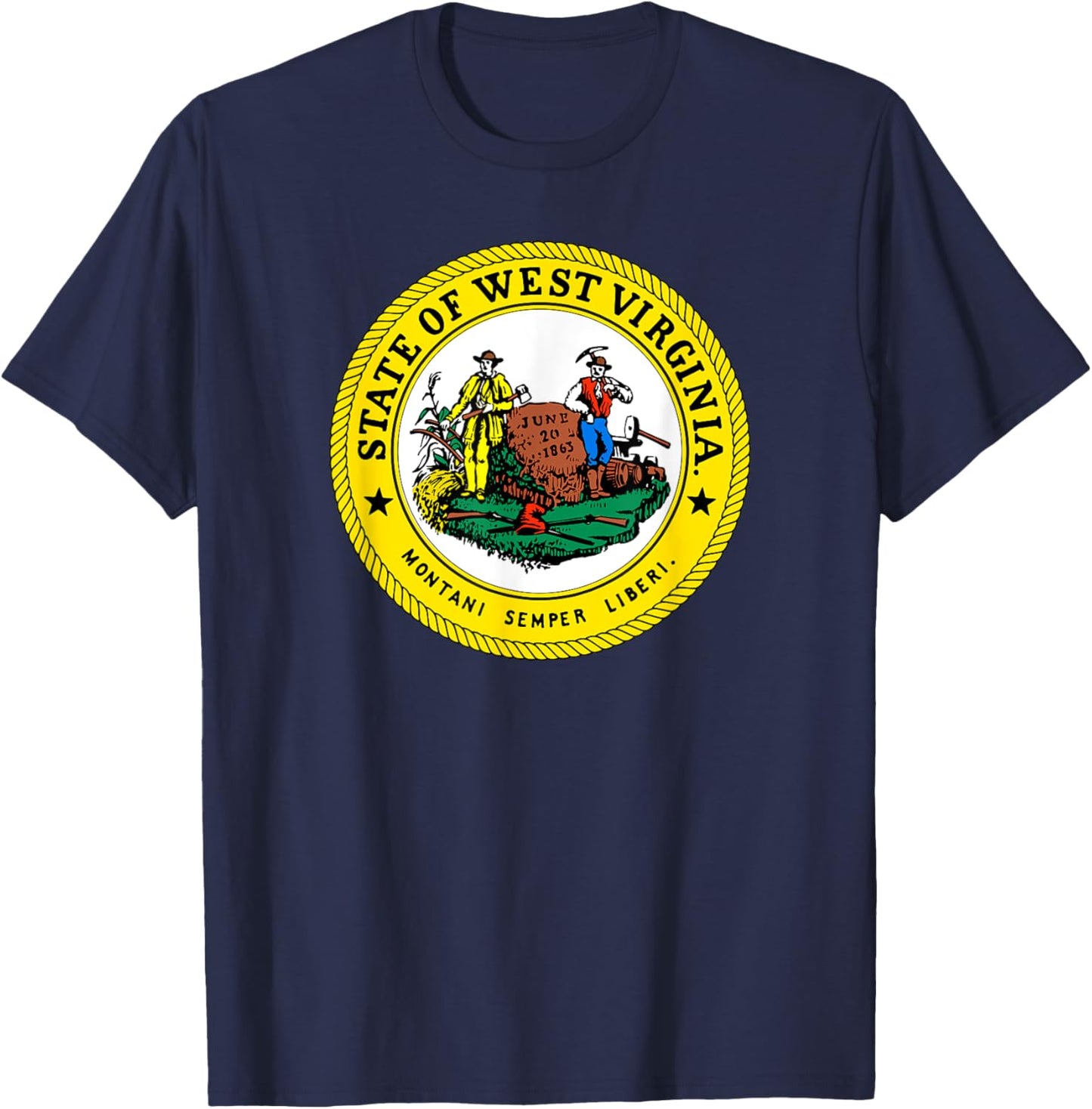West Virginia State Seal Flag T-Shirt - T-Shirt | Navy